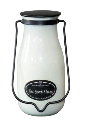 14 oz Milkbottle Candle: Tiki Beach Flower