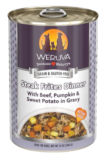 Weruva Classic Dog Steak Frites Dinner Beef, Pumpkin & Sweet Potato in Gravy Canned Dog Food