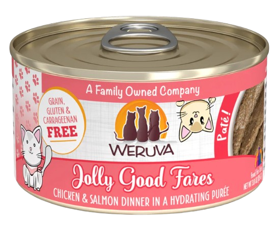 Weruva Cat Paté  Jolly Good Fares Chicken & Salmon in a Hydrating Purée, 5.5oz