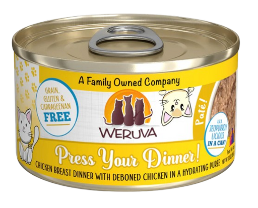 Weruva Cat Paté  Press Your Dinner! Chicken Breast with Deboned Chicken in a Hydrating Purée, 3oz Canned Cat Food