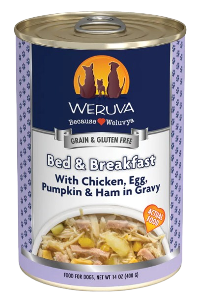 Weruva Classic Dog  Bed & Breakfast Chicken, Egg, Pumpkin & Ham in Gravy Canned Dog Food