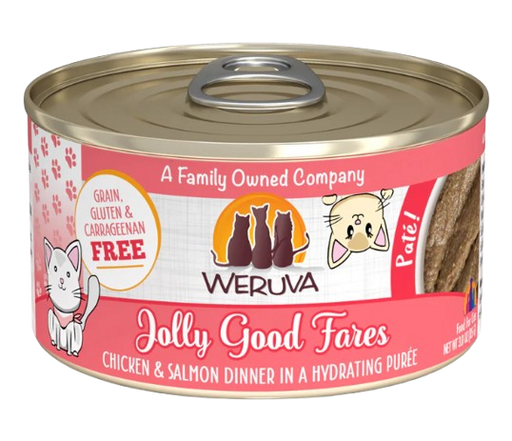 Weruva Cat Paté  Jolly Good Fares Chicken & Salmon in a Hydrating Purée 3oz Canned Cat Food