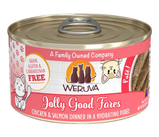 Weruva Cat Paté  Jolly Good Fares Chicken & Salmon in a Hydrating Purée 3oz Canned Cat Food