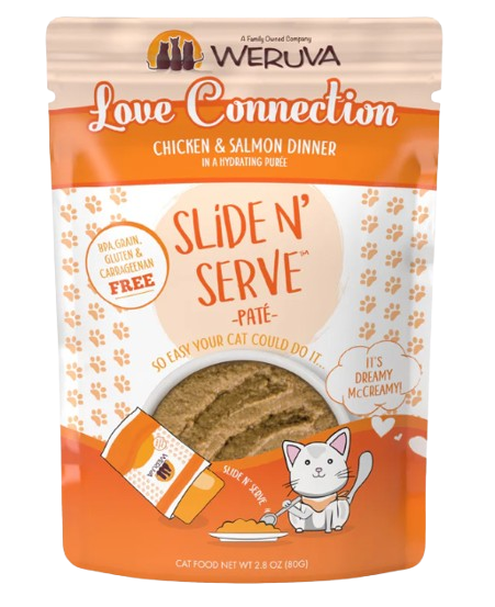 Weruva Cat Paté  Love Connection Chicken & Salmon Dinner in a Hydrating Purée 2.8oz Wet Cat Food Pouch
