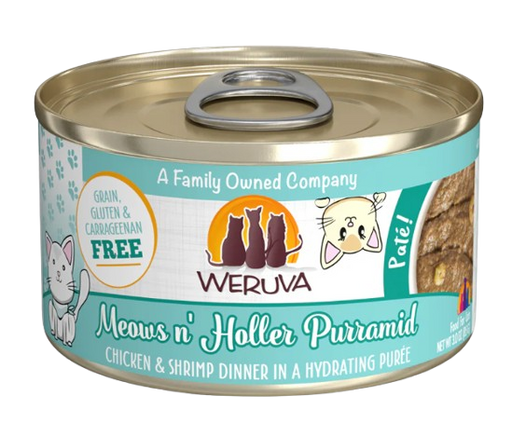 Weruva Cat Paté  Meows n' Holler Purramid Chicken & Shrimp in a Hydrating Purée Canned Cat Food