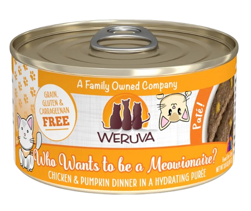 Weruva Cat Paté  Who Wants to be a Meowionaire? Chicken & Pumpkin in a Hydrating Purée 3oz Canned Cat Food