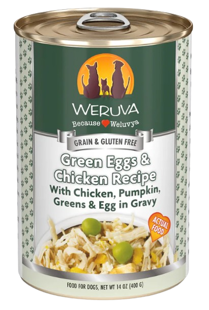Weruva Classic Dog  Green Eggs & Chicken Recipe Chicken, Pumpkin, Greens & Egg in Gravy 14oz Canned Dog Food