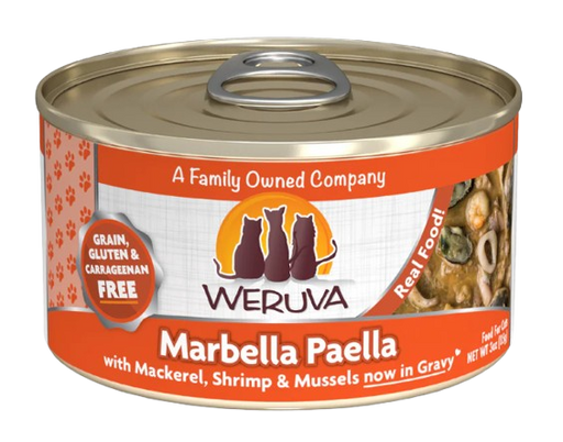 Weruva Classic Cat  Marbella Paella Mackerel, Shrimp & Mussels in Gravy 3oz Canned Cat Food