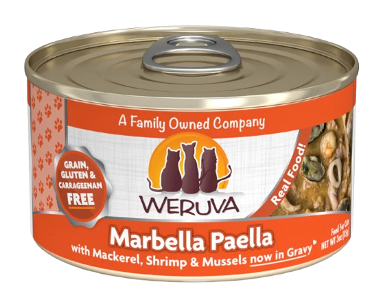 Weruva Classic Cat  Marbella Paella Mackerel, Shrimp & Mussels in Gravy 3oz Canned Cat Food