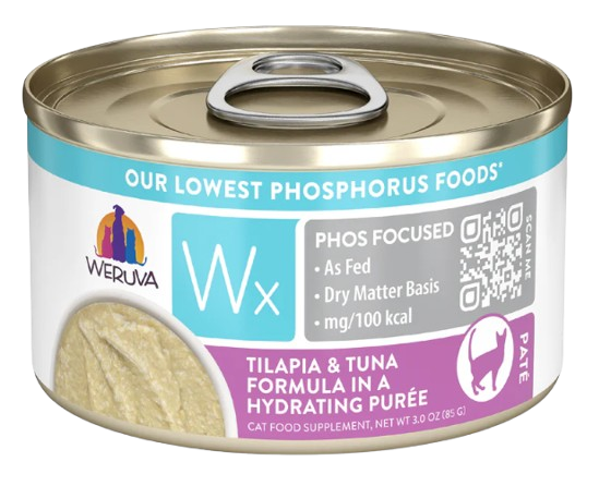 Weruva Wx Phos Focused  Tilapia & Tuna Formula in a Hydrating Purée 3oz Canned Cat Food