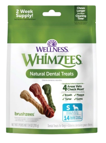 Wellness WHIMZEES Brushzees Small Breed Dental Dog Treats, 14 Count