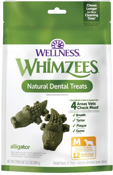 Wellness Whimzees Medium Alligator Dental Chews, 12 count