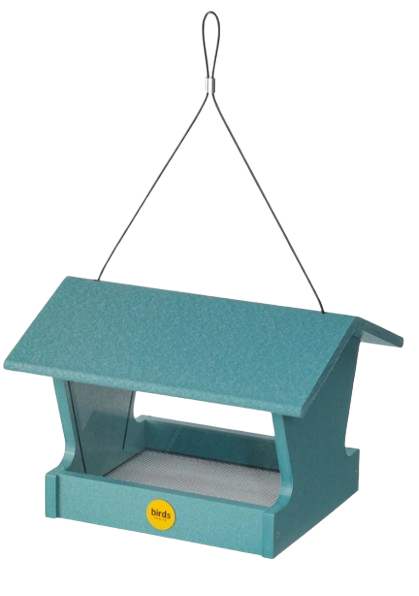 Medium Hopper Bird Feeder in Blue Recycled Plastic
