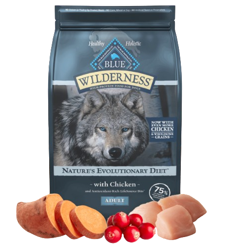 Blue Buffalo Wilderness Adult Chicken with Wholesome Grains Recipe Dry Dog Food, 24lbs