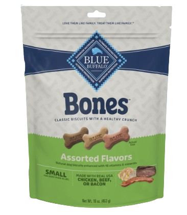 BLUE™ Bones Crunchy Dog Biscuits, Small Bones with Real Meat, Assorted Flavors, 16oz