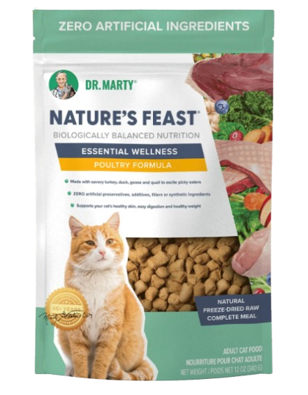 Dr. Marty's Nature’s Feast – Essential Wellness – Poultry Premium Freeze-Dried Raw Cat Food, 5.5oz