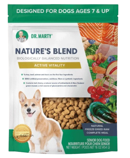 Dr. Marty's Nature’s Blend Active Vitality Premium Freeze-Dried Raw Dog Food For Dogs Ages 7 & Up