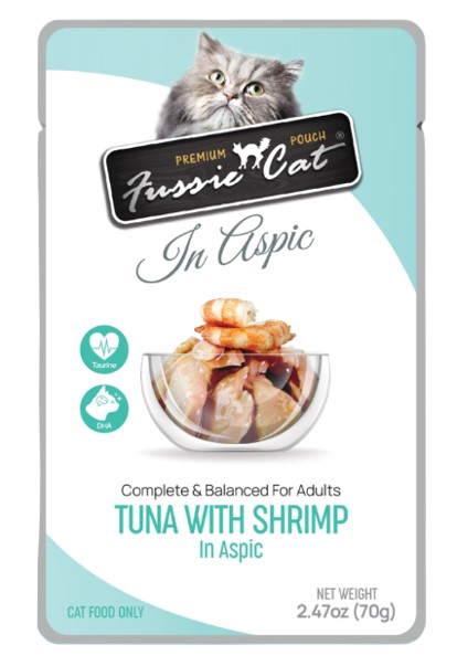 Fussie Cat Tuna with Shrimp in Aspic Recipe Cat Food, 2.47oz pouch