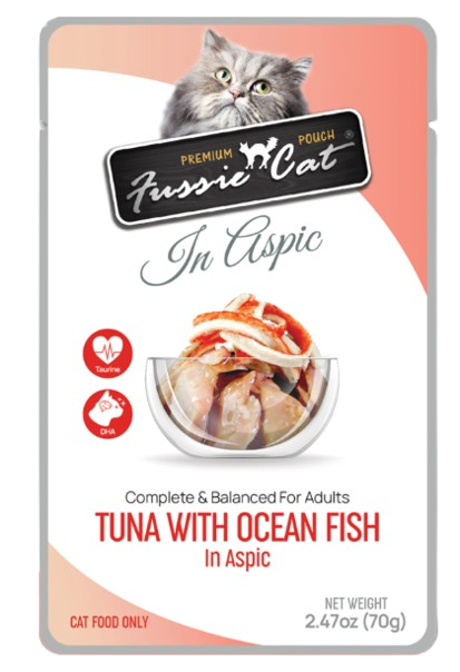 Fussie Cat Tuna with Ocean Fish in Aspic Recipe Cat Food, 2.47oz Pouch