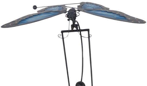 Metal Butterfly Rocker Stake, Blue - 51.57"Hx16.53"Wx20.07"L