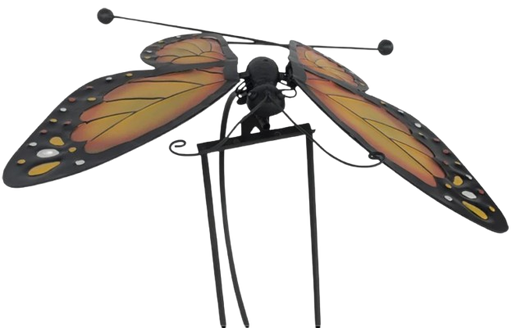 Metal Butterfly Rocker Stake, Yellow - 50"Hx13.97"Wx15.35"L