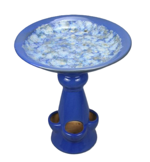 16.3" H Planter Birdbath Dark Blue