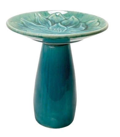 Green Lotus 15.75"h Birdbath