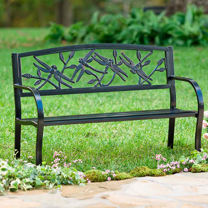 Dragonfly Metal Garden Bench