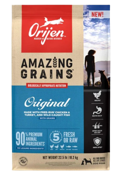 ORIJEN Amazing Grains Original High Protein Dry Dog Food, 22.5 lbs.