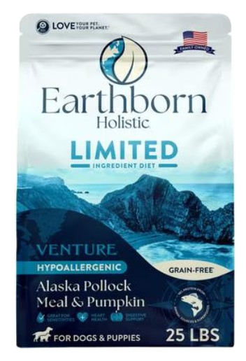 Earthborn Holistic Limited Ingredient Hypoallergenic Diet (Venture) Grain Free Alaska Pollock Meal and Pumpkin Dry Dog Food