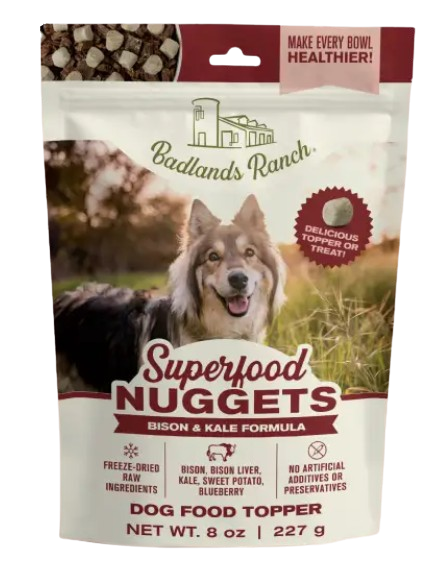 Badlands Ranch Freeze-Dried Superfood Nuggets Bison & Kale Formula Dog Food Topper, 8oz