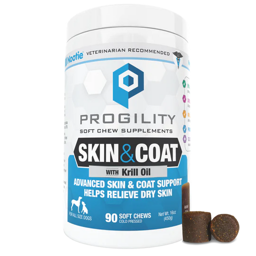 Nootie Progility Skin & Coat with Krill Oil Soft Chew Supplements for Dogs, 90CT