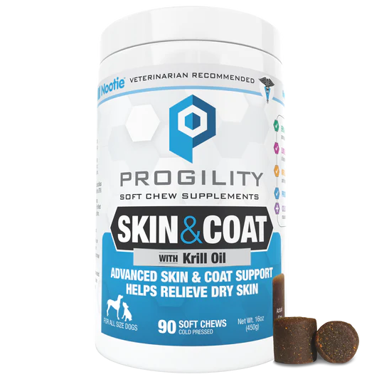 Nootie Progility Skin & Coat with Krill Oil Soft Chew Supplements for Dogs, 90CT