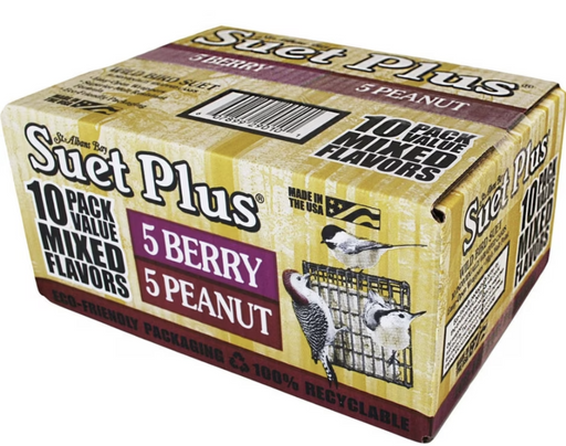 Suet Plus Berry & Peanut Wild Bird Suet, Extra Value 10 pack, 11oz cakes