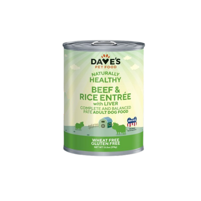 Dave's Naturally Healthy Beef And Rice Canned Dog Food, 13oz