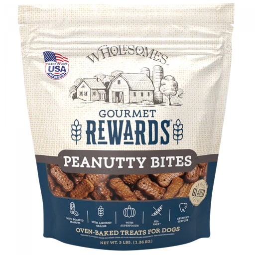 Wholesomes Gourmet Rewards Peanutty Bites for Dogs, 3lbs