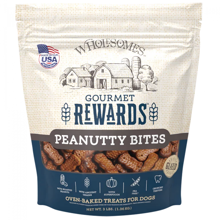 Wholesomes Gourmet Rewards Peanutty Bites for Dogs, 3lbs