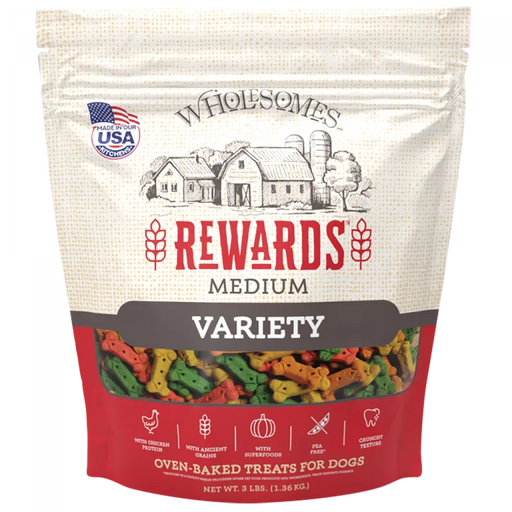 Wholesome Rewards Variety Dog Biscuits, Chicken, Medium 3lbs