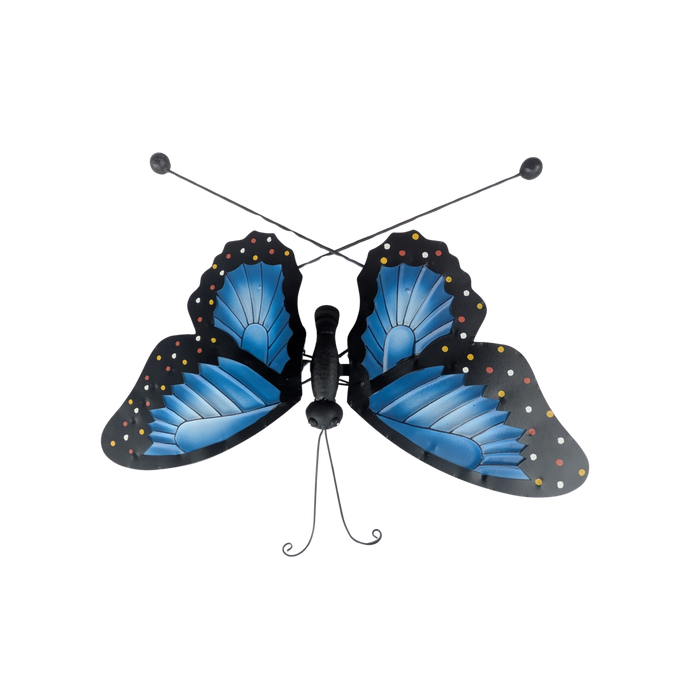 Metal Butterfly Rocker Stake, Blue - 51.57"Hx16.53"Wx20.07"L