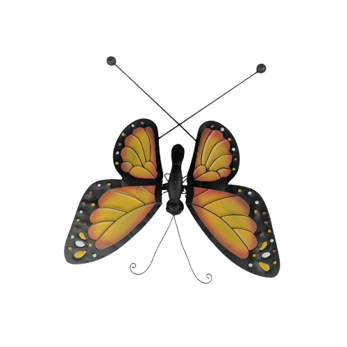 Metal Butterfly Rocker Stake, Yellow - 50"Hx13.97"Wx15.35"L