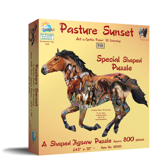 0380 Pasture Sunset SHAPED Puzzle