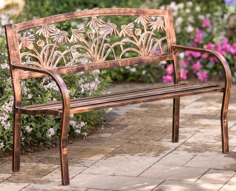 Coneflower Steel Bench
