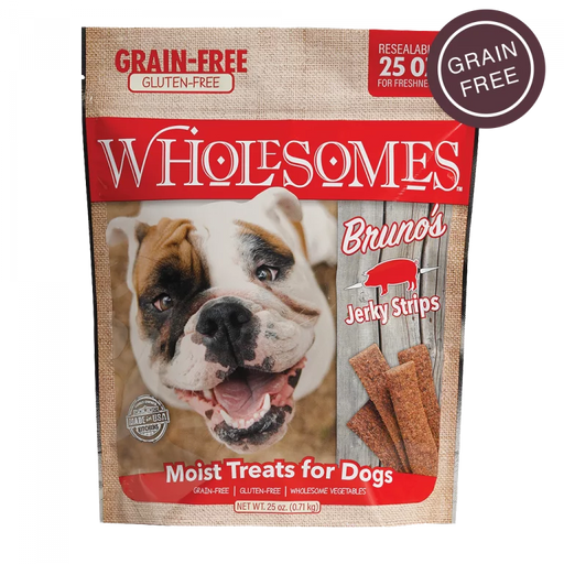 Wholesomes Bruno’s Grain Free Jerky Strips for Dogs, Pork, 25oz