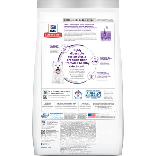 Hill's Science Diet Adult Sensitive Stomach & Skin Small Bites Dry Dog Food, Chicken Recipe, 4 lb Bag