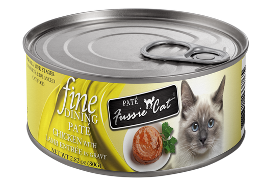 Fussie Cat Fine Dining - Pate - Chicken with Lamb Entree in gravy Canned Cat Food, 2.82oz