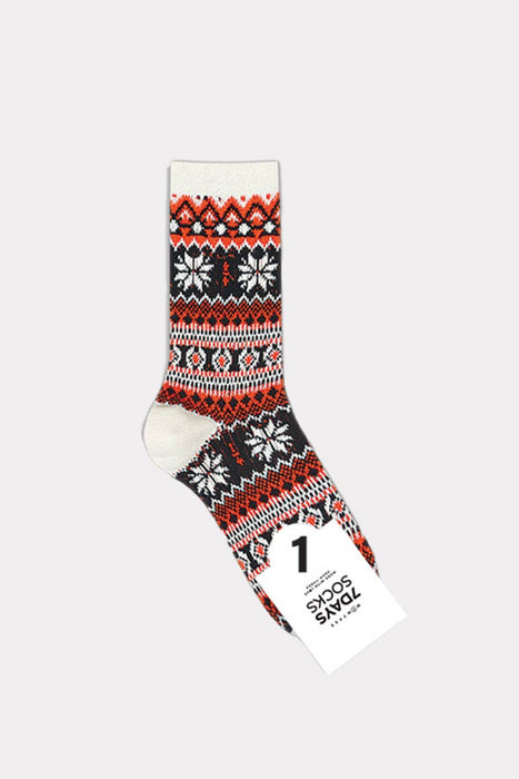 Women’s Winter Thick Knit Nordic Cabin Crew Socks - Snow: W-L-078-3