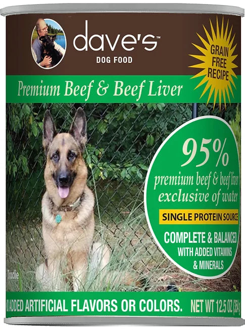 Dave's 95% Premium Meats™ Beef & Beef Liver Canned Dog Food 12.5 oz
