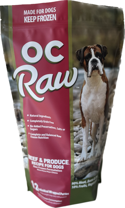 OC Raw Beef & Produce Patties Frozen Dog Food