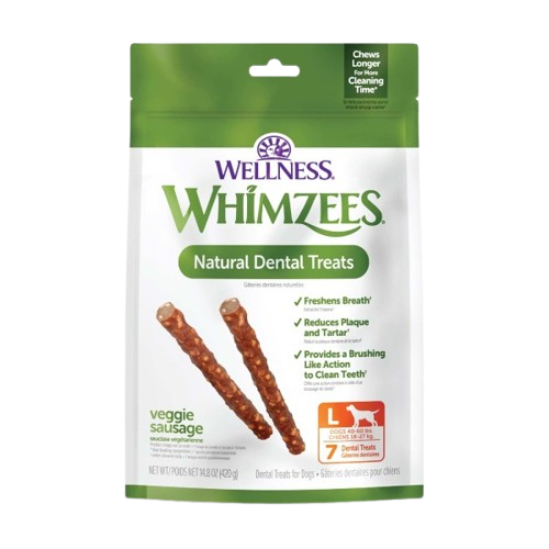 Wellness Whimzees Veggie Sausage Dental Chew Dog Treats, Large, 7 count