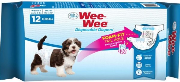 Four Paws Wee Wee Disposable Diapers, 12 Count